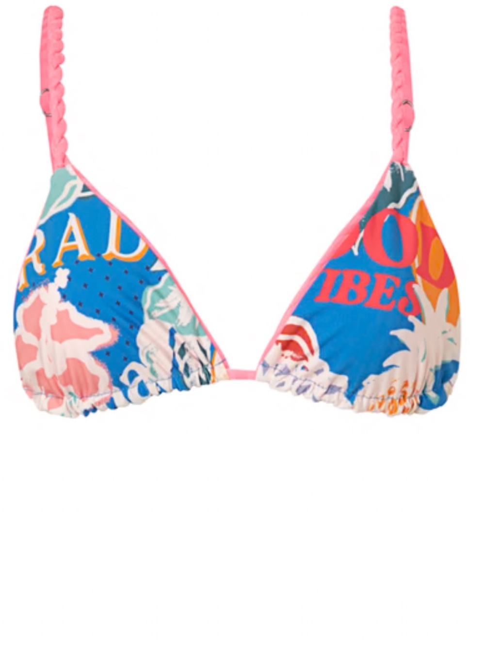 Maaji Pink & Blue Graphic Triangle Swim Top